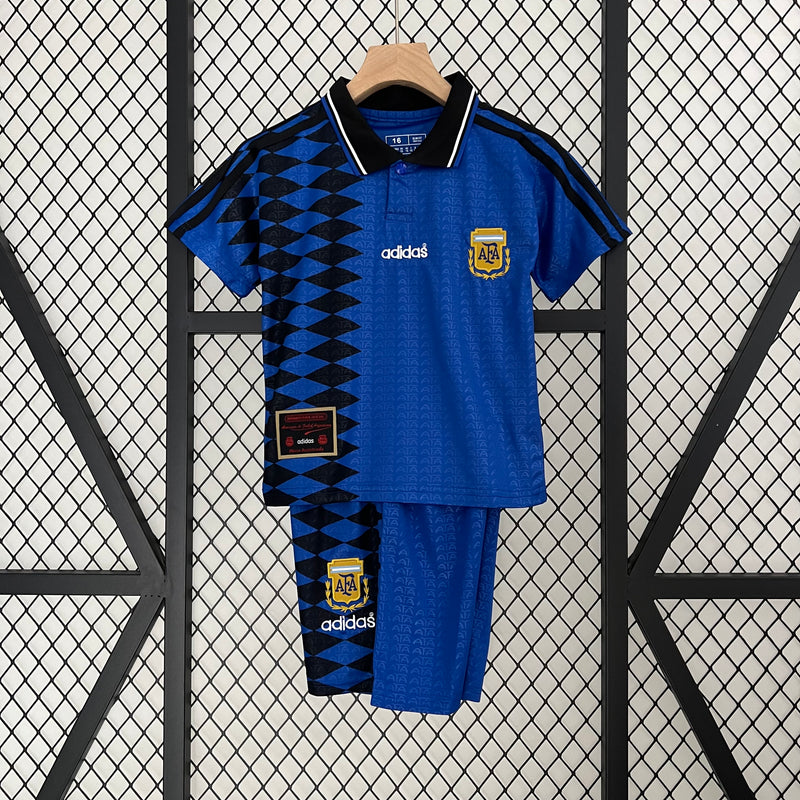 KIT Infantil Retrô da Seleção da Argentina 1994 Fora