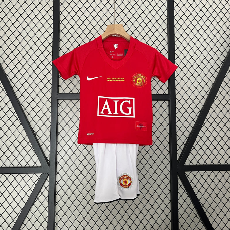 KIT Infantil Retrô Manchester United 2007/08 Casa