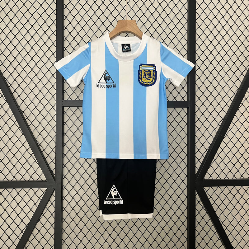 KIT Infantil Retrô da Seleção da Argentina 1986 Casa