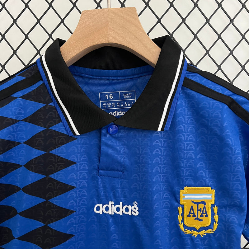 KIT Infantil Retrô da Seleção da Argentina 1994 Fora