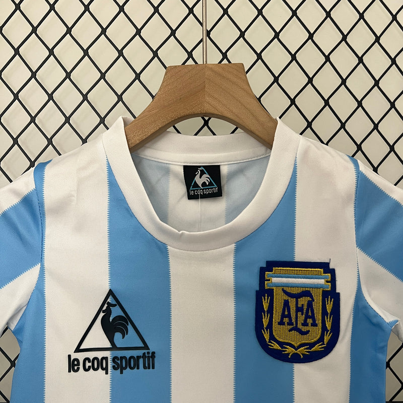 KIT Infantil Retrô da Seleção da Argentina 1986 Casa