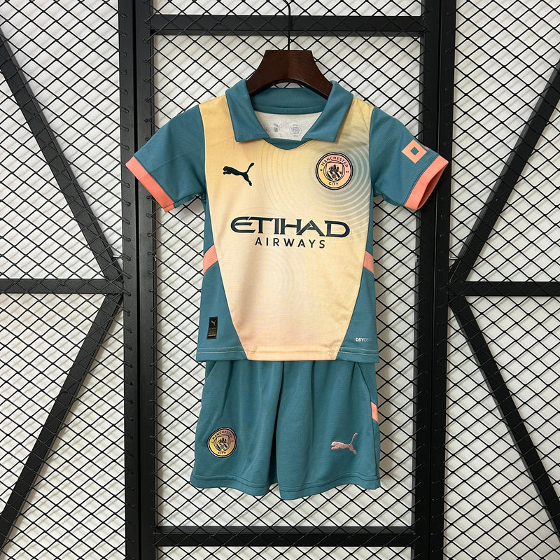 KIT Infantil Manchester City 2024/25 Quarto Uniforme